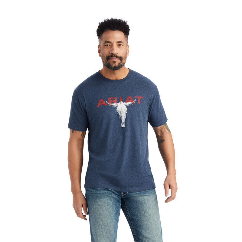 Ariat T-Shirts Herren - Streak Skull Navy ( BCWUZ-8143 )